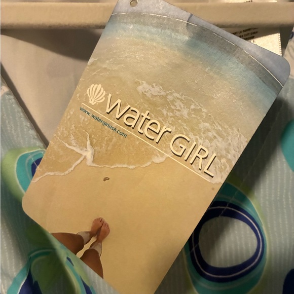 Water Girls Blue & Teal Floral Striped V-Neck Mini Dress - Picture 4 of 4